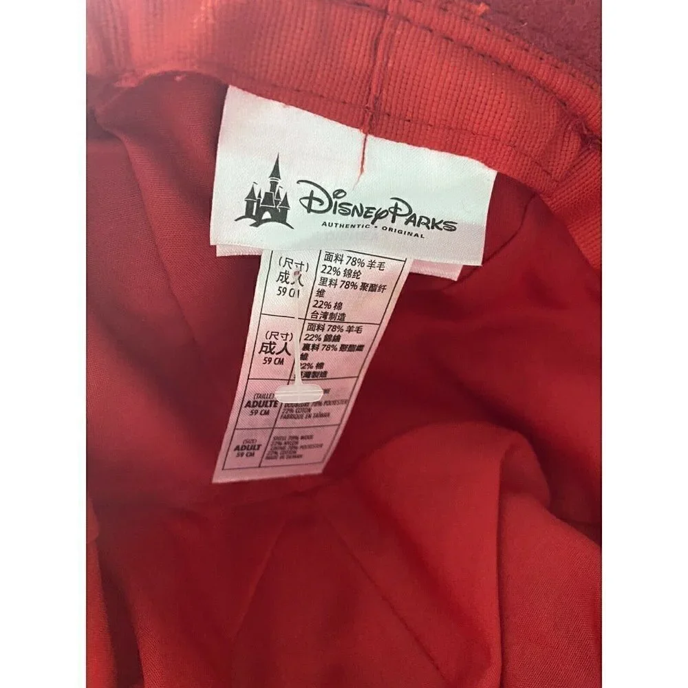 Disney Parks‎ Red Wool  Hat Silver Mickey Mouse